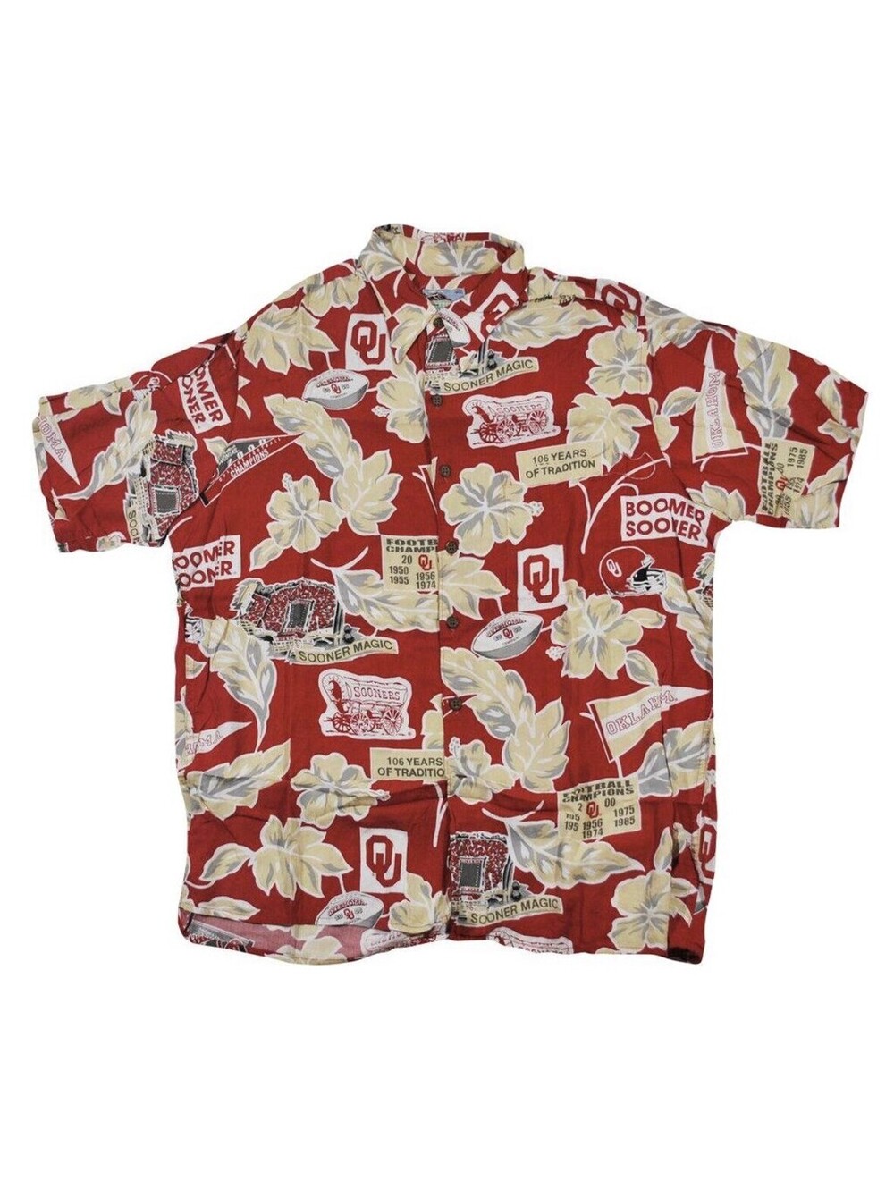 Vintage Oklahoma Sooners Reyn Spooner NCAA Hawaiian Button Shirt Size Large